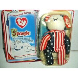 Ty Beanie Baby SPANGLE Plush White Face Bear Original 1999 McDonald's NIP